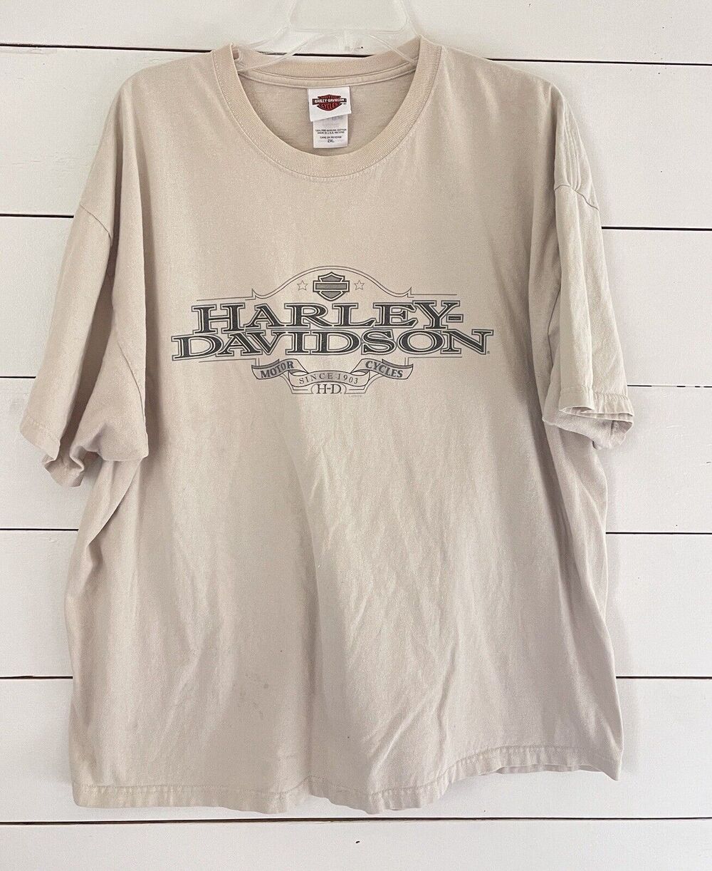 Vintage Hanes Beefy-T Harley Davidson Short Sleeve Tan Tee US 129 Dragon 2XL